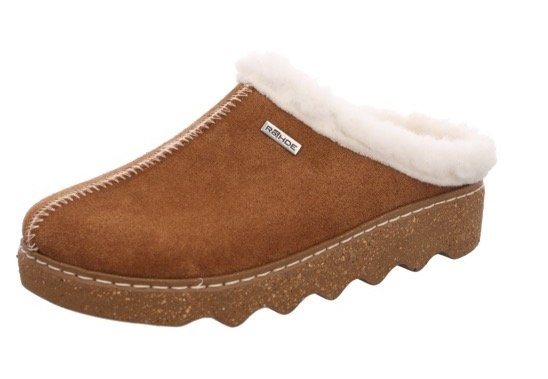 Rohde FOGGIA-D Pantoffel Hausschuh, Clog mit herausnehmbarer Innensohle aus Lammwolle (braun)