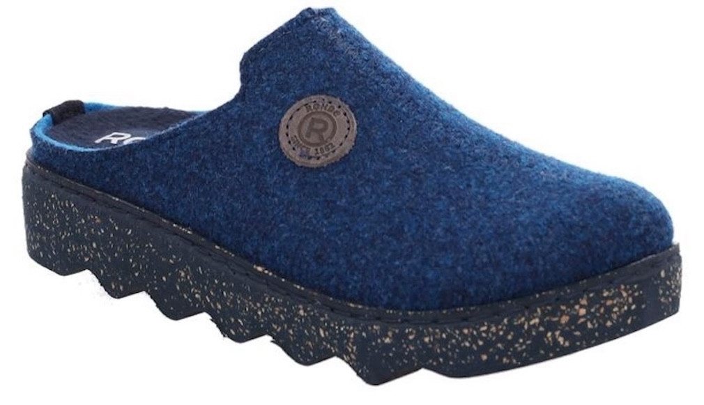 Rohde FOGGIA Pantoffel Hausschuh, Schlappen, Clog, Homeslipper mit Profilsohle (blau)