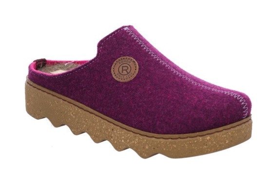 Rohde FOGGIA Pantoffel Hausschuh, Schlappen, Clog, Homeslipper mit Profilsohle (brombeere-meliert)