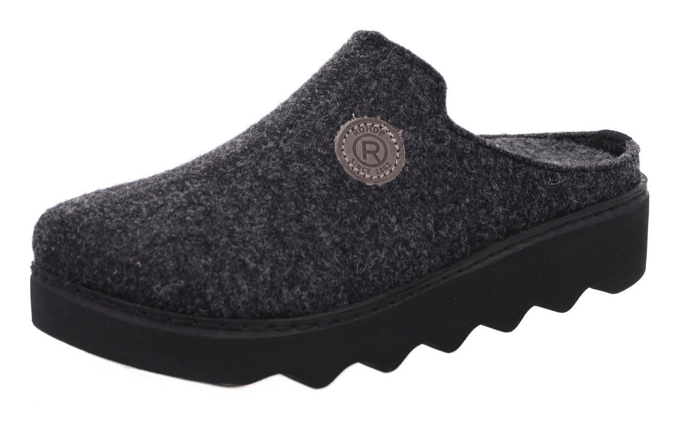 Rohde FOGGIA Pantoffel Hausschuh, Schlappen, Clog, Homeslipper mit Profilsohle (grau)