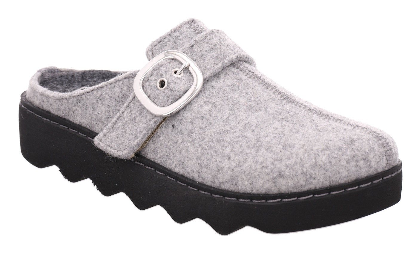 Rohde FOGGIA Pantoffel Hausschuh, Schlappen, Clog mit Plateausohle (grau)
