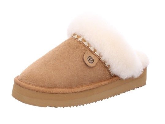 Rohde GENOVA Pantoffel Hausschuh, Schlappen, Clog, Plateausohle, zum Schlupfen (braun/weiß)