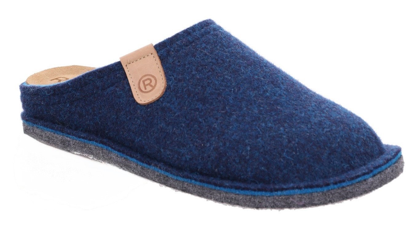 Rohde LUCCA Pantoffel Clog, Hausschuh, Homeslipper in melierter Optik (blau)