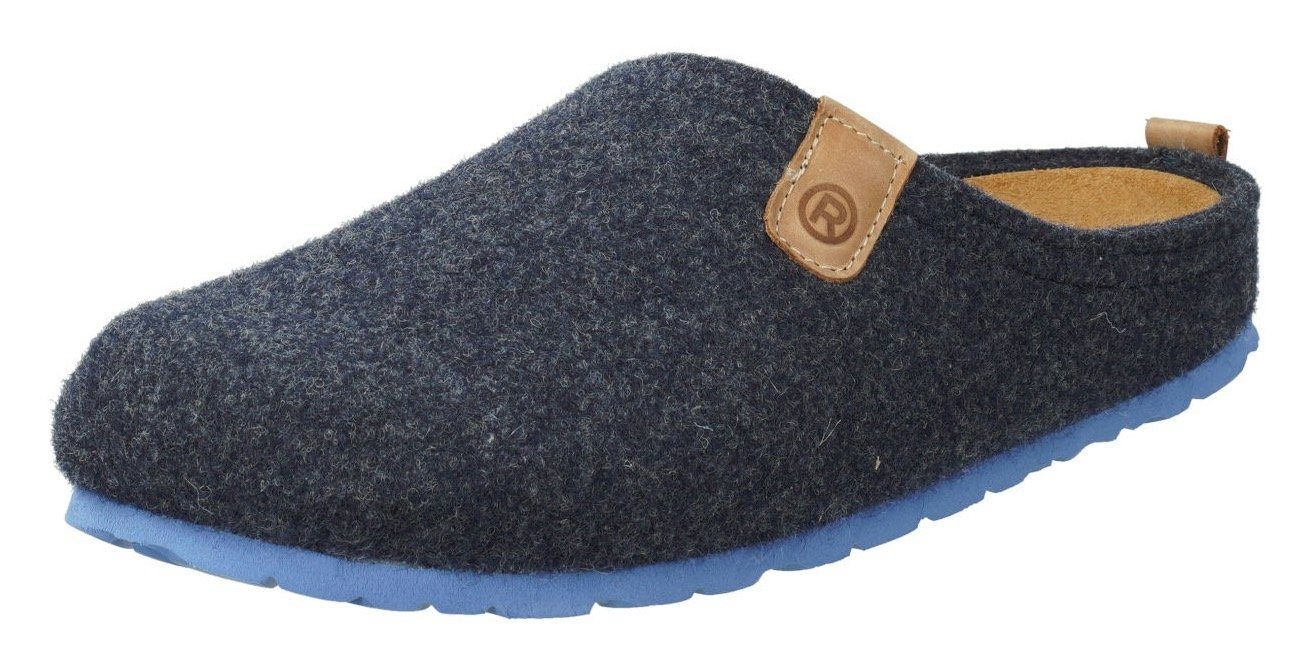 Rohde NAPOLI-H Pantoffel, Clog, Hausschuh, Homeslipper mit herausnehmbarer Innensohle (blau)