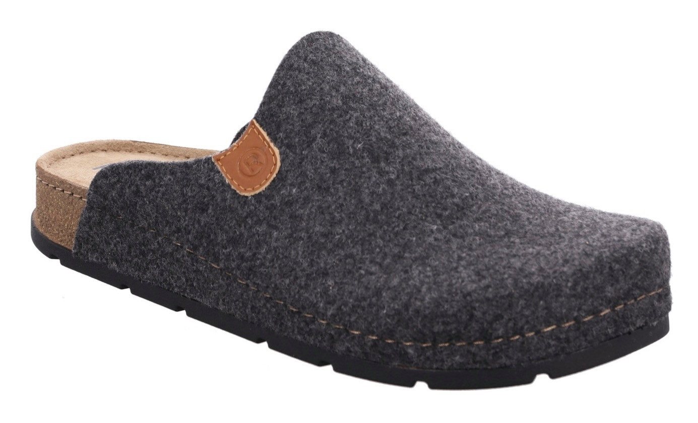 Rohde Pantoffel Hausschuh, Schlappen, Homeslipper mit innenliegender Plateausohle (grau)