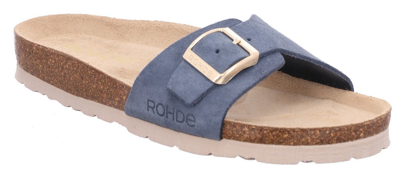 Rohde SUNNYS N°11 Pantolette Sommerschuh, Schlappen mit vorgeformtem Softfußbett (blau)