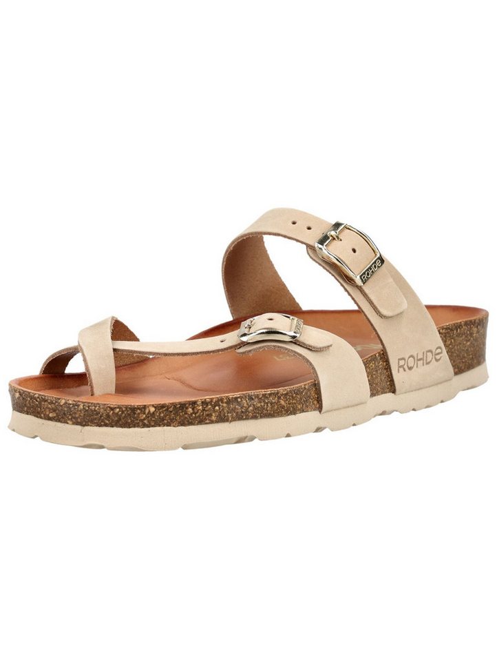 Rohde Pantoletten Nubukleder Zehentrenner (beige)