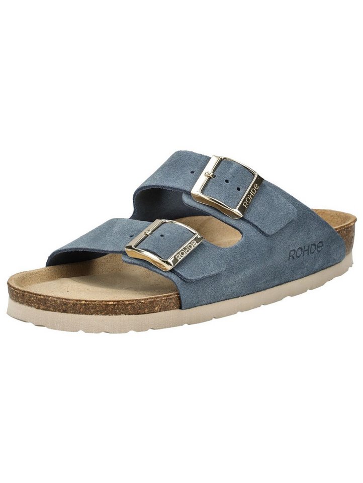 Rohde Pantoletten Veloursleder Hausschuh (Jeans)