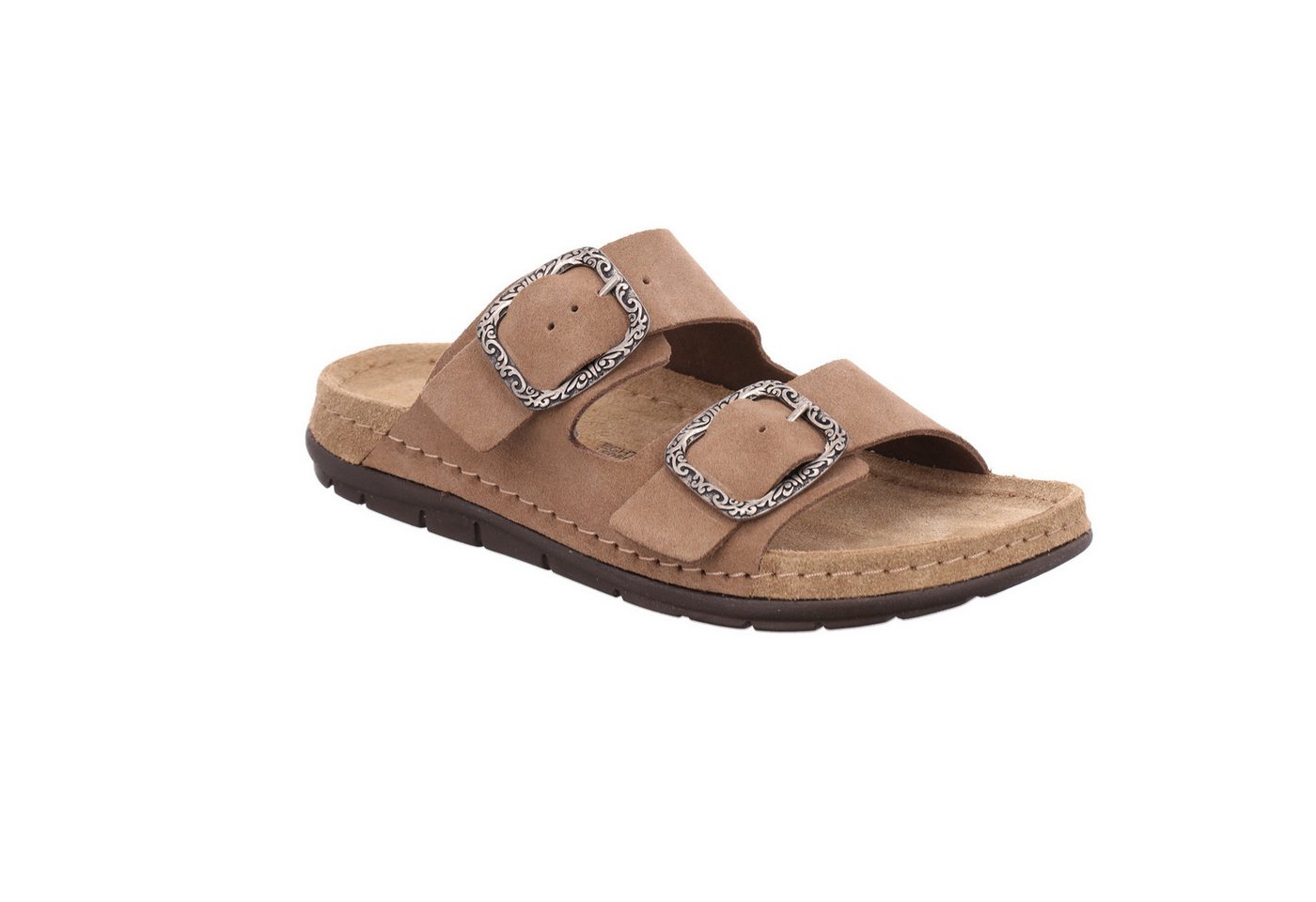Rohde RODIGO-D Pantolette Sommerschuh, Hausschuh mit verstellbaren Schnallen (beige)