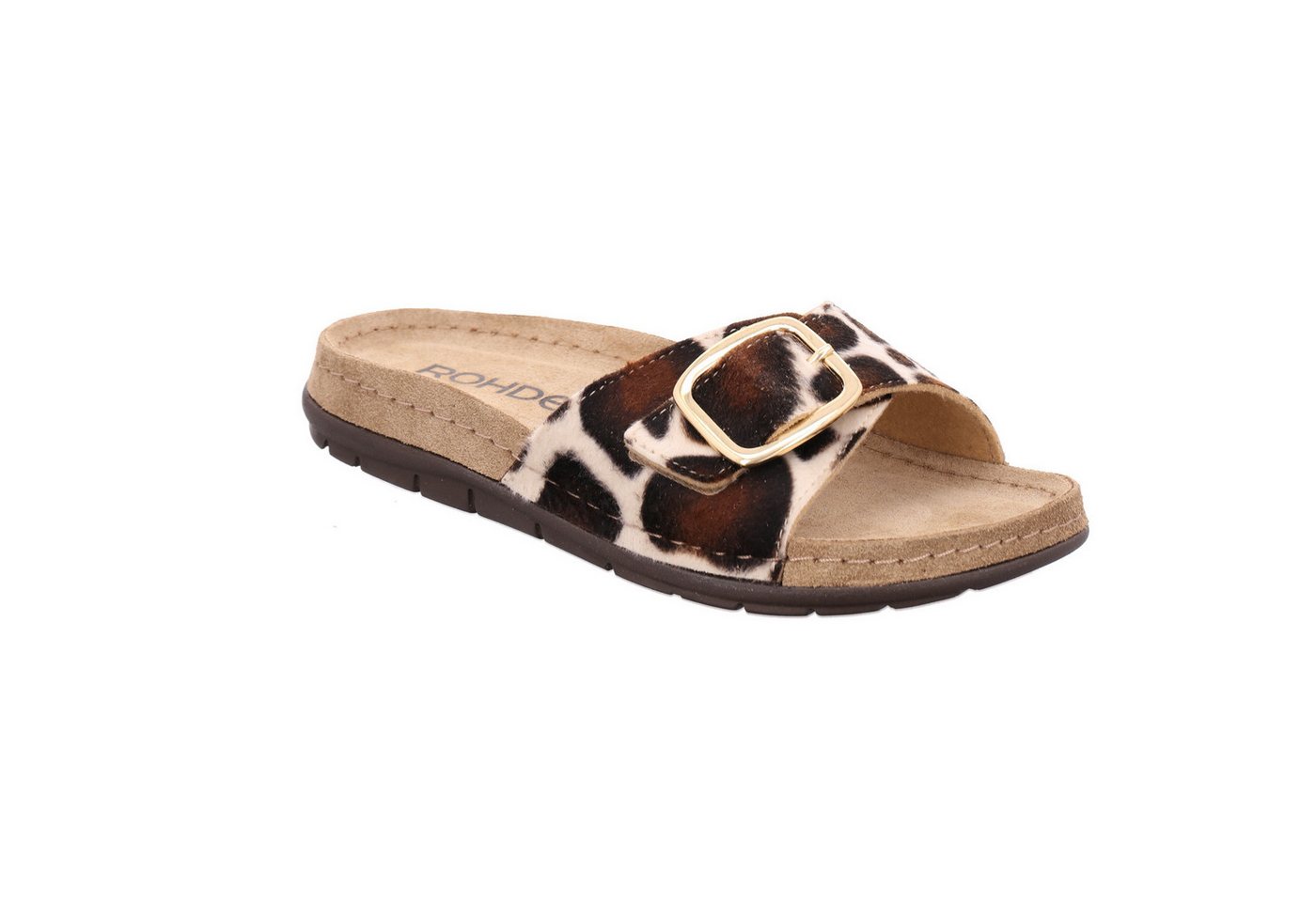 Rohde Rodigo Giraffe Pantolette Sommerschuh, Urlaubsschuh mit Kuhfell-Print