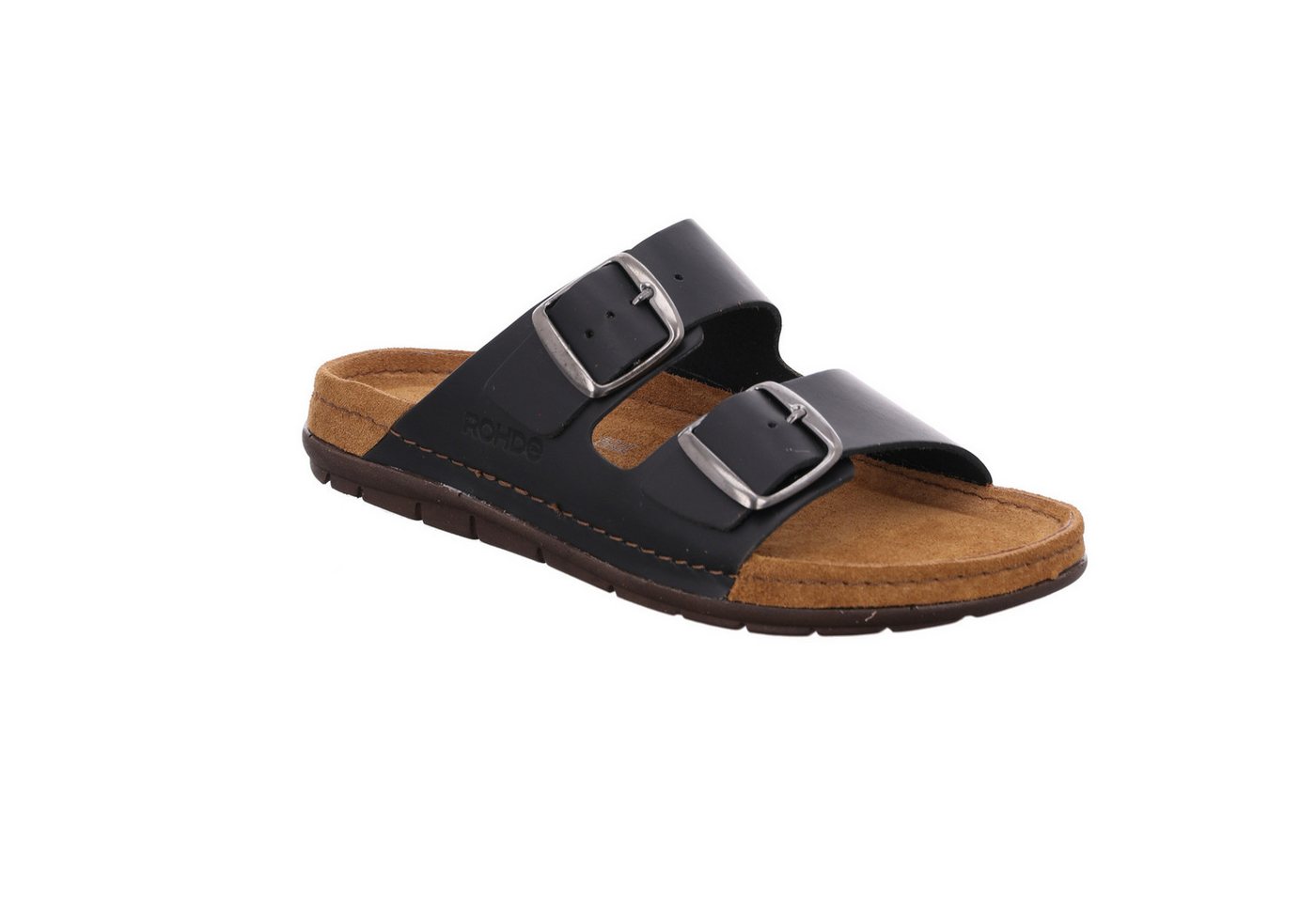 Rohde Rodigo-D Pantolette Sommerschuh, Schlappen, Hausschuh mit Schnallenverschluss (schwarz)