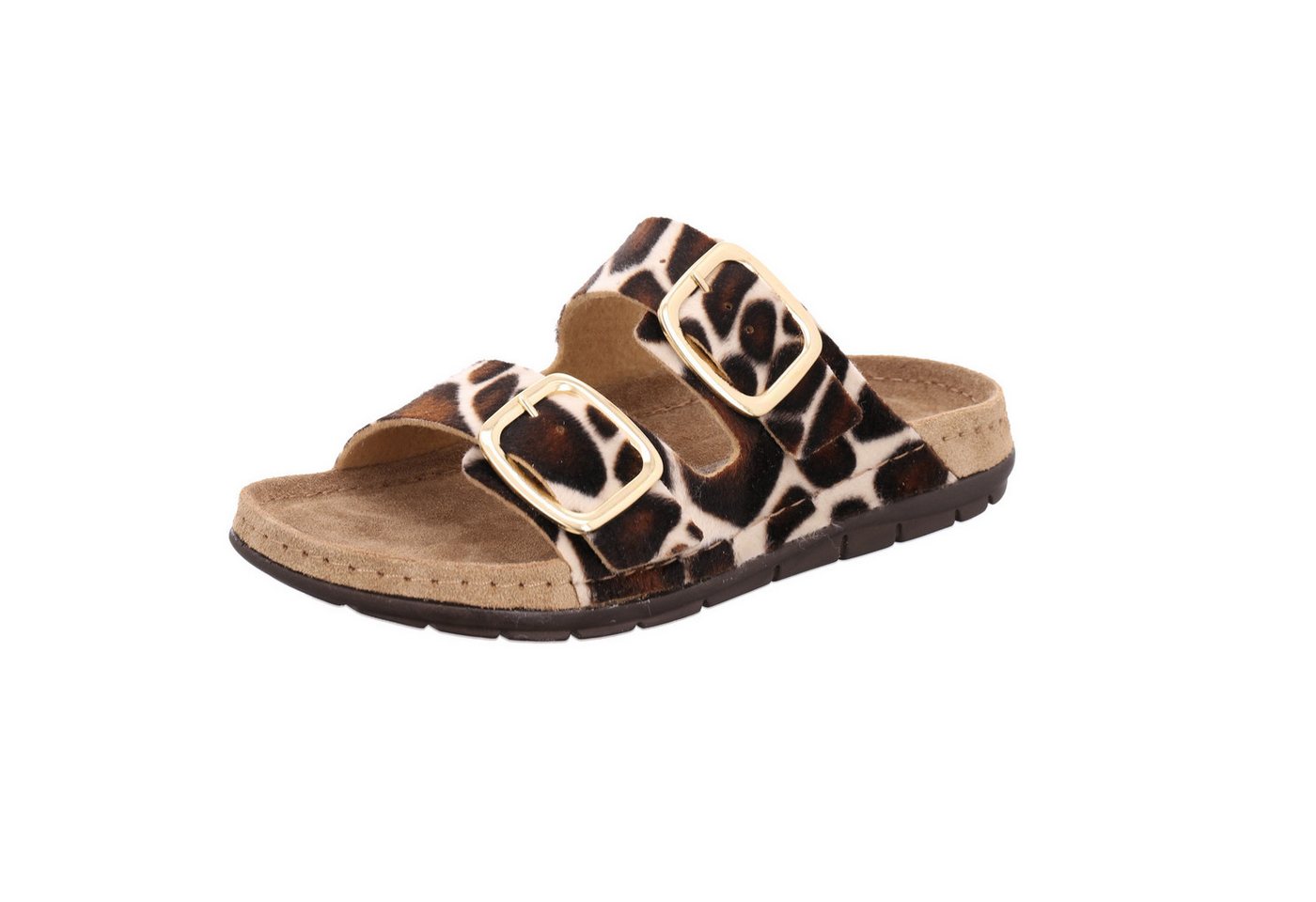 Rohde Rodigo Giraffe Pantolette Sommerschuh, Urlaubsschuh, Strandschuh mit Kuhfell-Print
