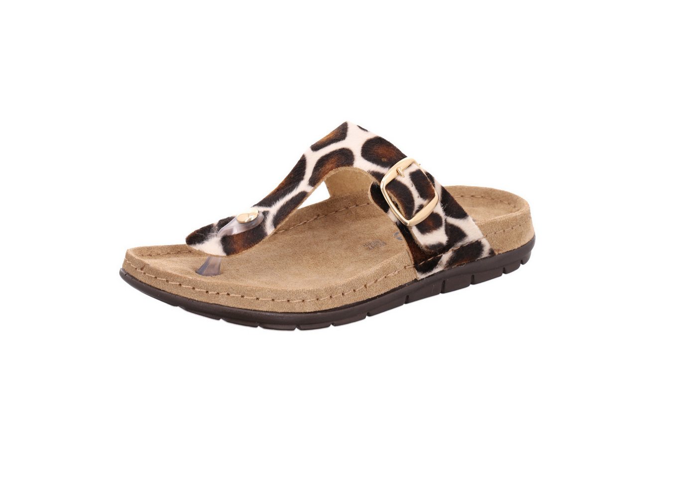 Rohde Rodigo Giraffe Zehentrenner Sommerschuh, Pantolette mit Kuhfell-Print