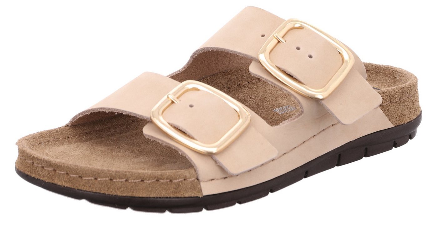 Rohde Rodigo Pantolette, Keilabsatz, Sommerschuh, Hausschuh mit komfortablem Softfußbett (beige)