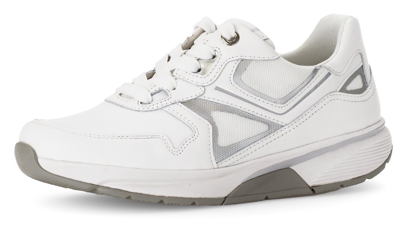 rollingsoft Keilsneaker, Freizeitschuh, Halbschuh, Schnürschuh mit herausnehmbarem Fußbett (silber/weiß)