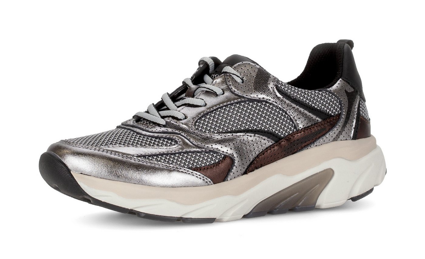 rollingsoft Keilsneaker, Freizeitschuh, Halbschuh, Schnürschuh mit herausnehmbarem Fußbett (silber)