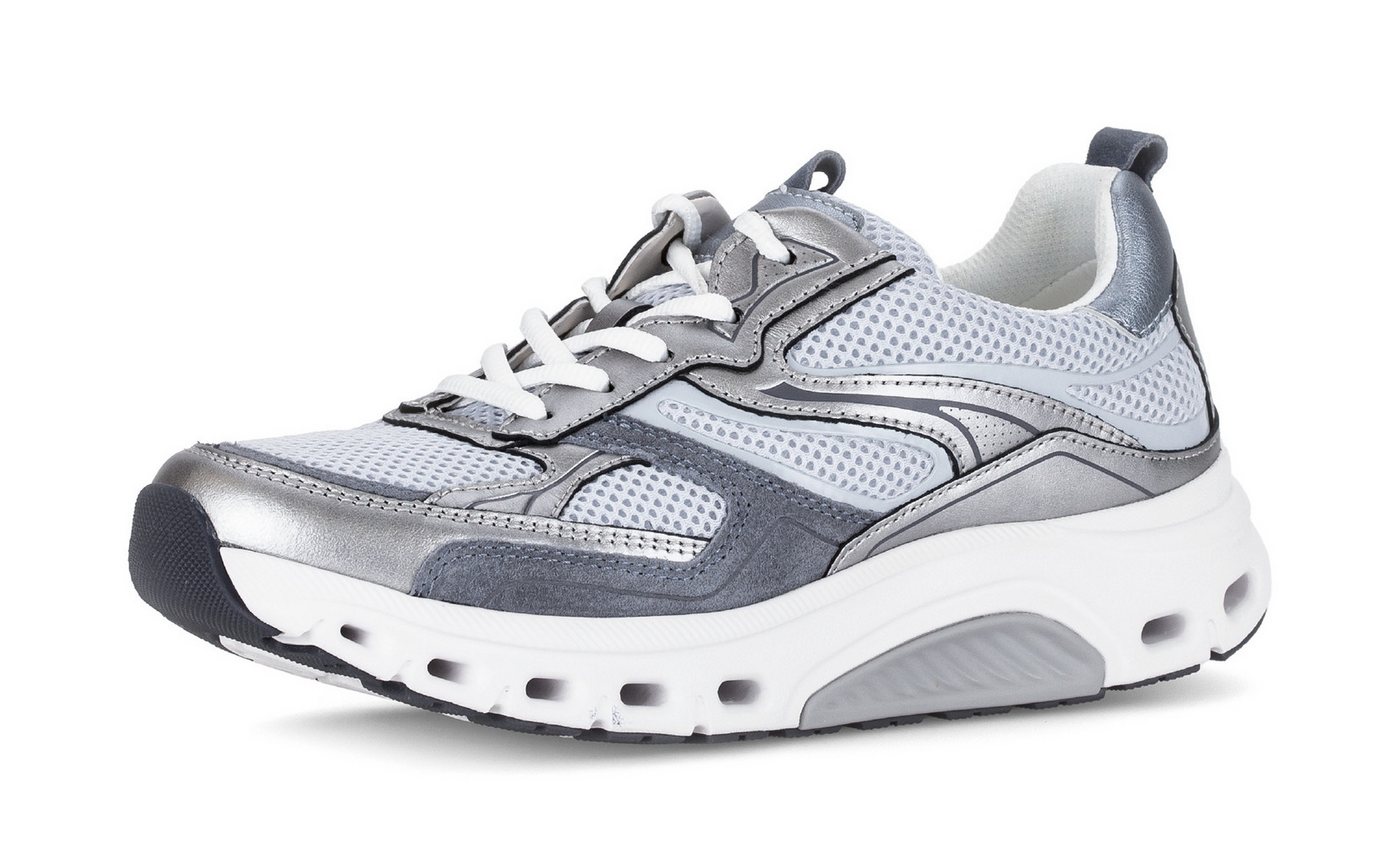 rollingsoft Keilsneaker, Freizeitschuh, Halbschuh, Schnürschuh mit weichem Schaftrand (blau/silber)