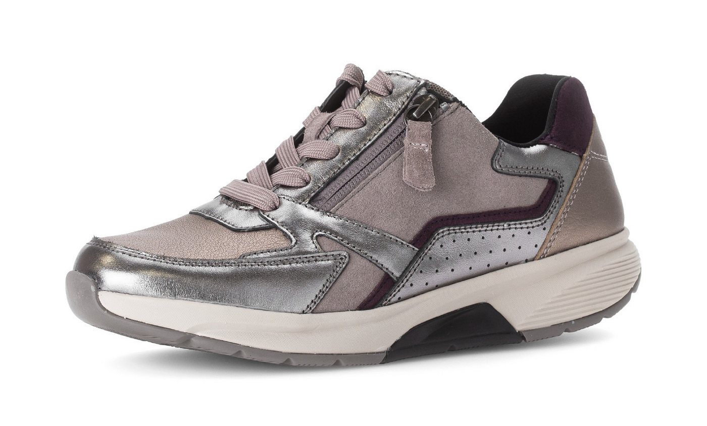 rollingsoft Keilsneaker, Schnürer, Halbschuh, Freizeitschuh mit zusätzlichem Reißverschluss (grau/rosa/silber)