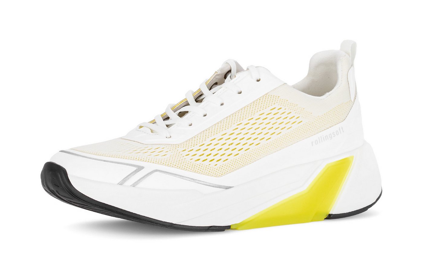 rollingsoft Keilsneaker, Schnürschuh, Halbschuh mit rollingsoft-Laufsohle, G-Weite (gelb/weiß)