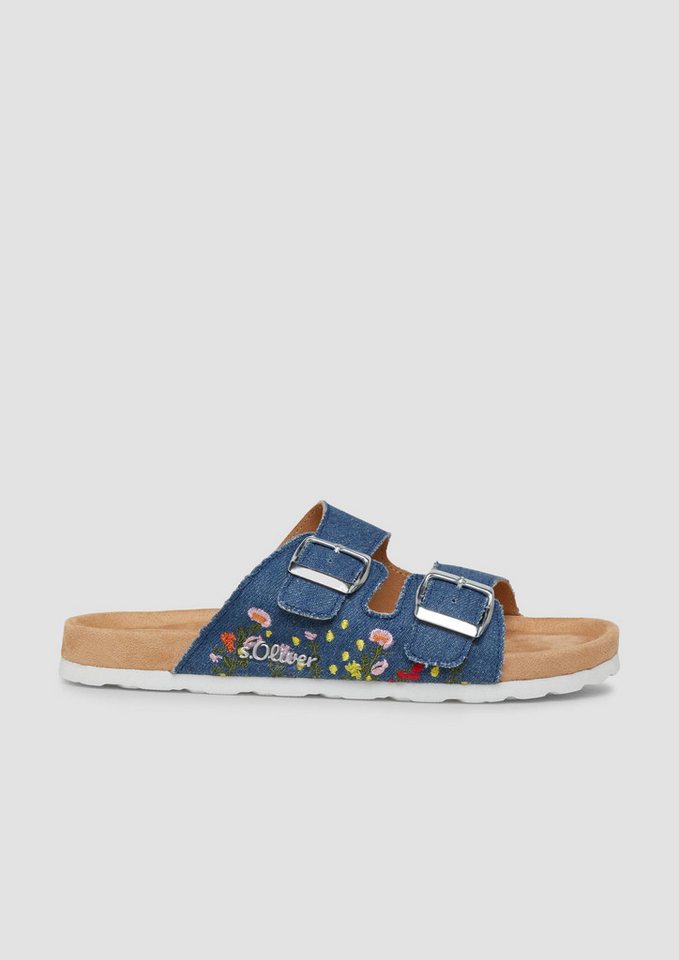 s.Oliver Pantoletten Schnürschuh Pantoletten mit Verschluss-Details (blau)