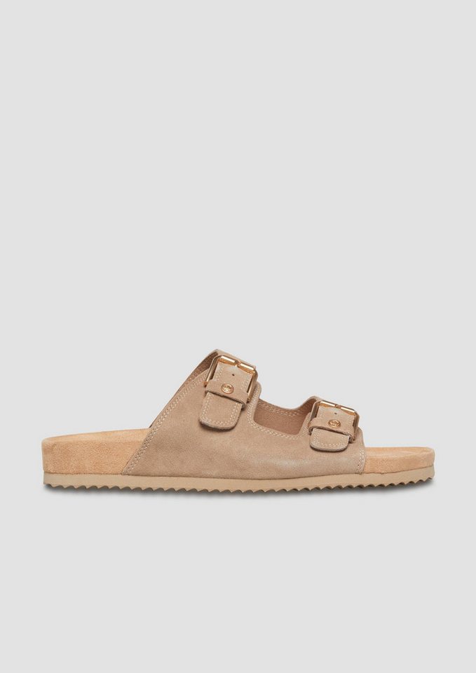 s.Oliver Pantoletten Slipper Echtleder-Sandalen mit dekorativen Details