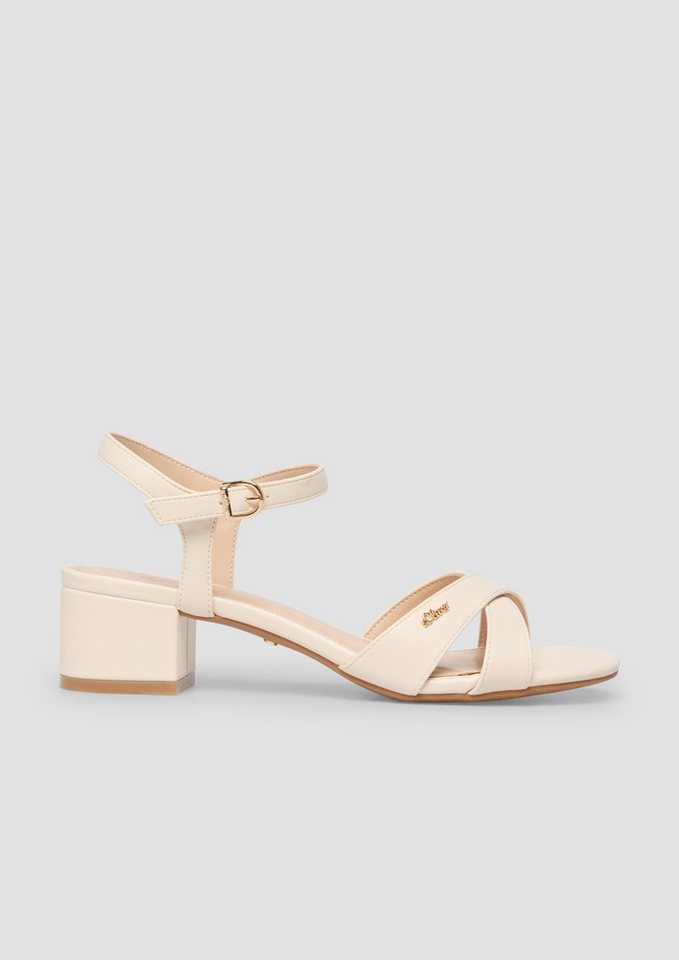 s.Oliver Pumps Sandale Pumps mit Blockabsatz in Leder-Optik (beige)