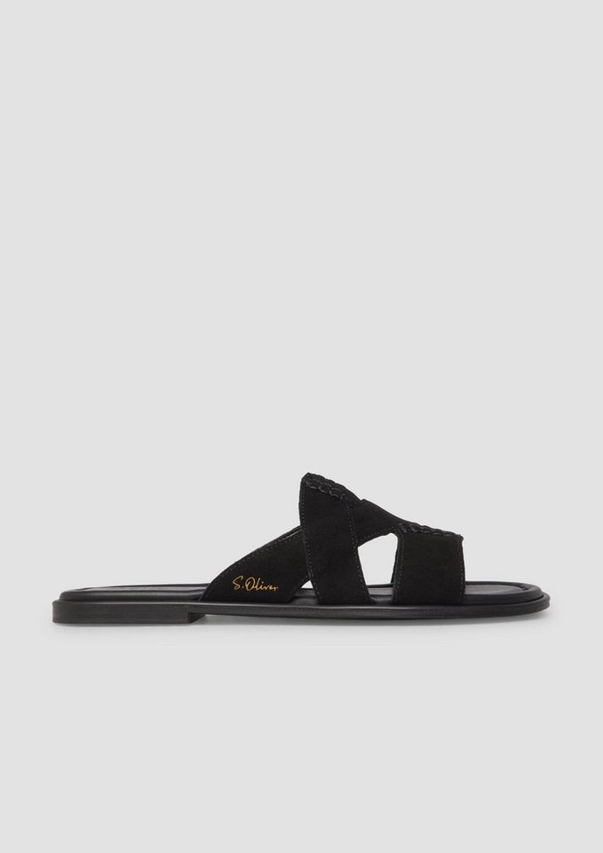 s.Oliver Sandalen Sandale Sandalen aus Veloursleder (schwarz)