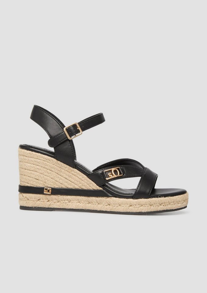 s.Oliver Sandalen Sandale Sandaletten mit Keilabsatz in Bast-Optik (schwarz)