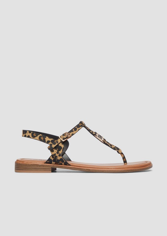 s.Oliver Sandalen Sandale Zehentrenner in Leder-Optik (beige/bunt)