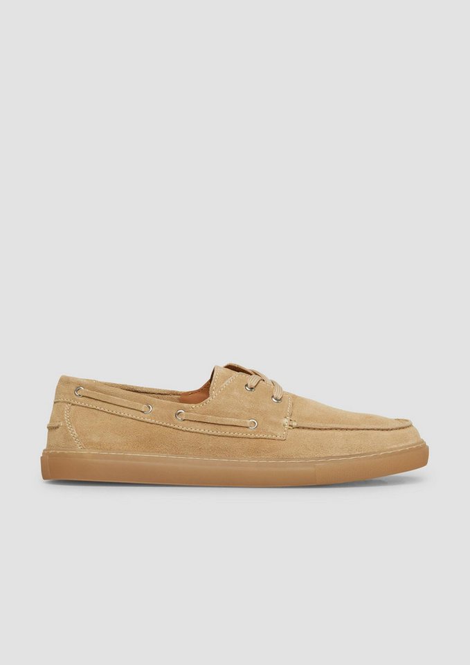 s.Oliver Slipper Schnürschuh Leder-Schnürschuh im Mokassin-Stil (beige)