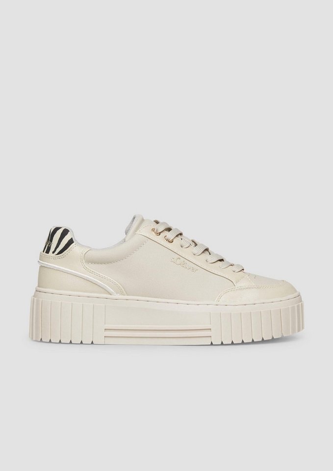 s.Oliver Sneakers Sneaker Sneaker mit Plateau-Sohle und Leo-Detail (beige)