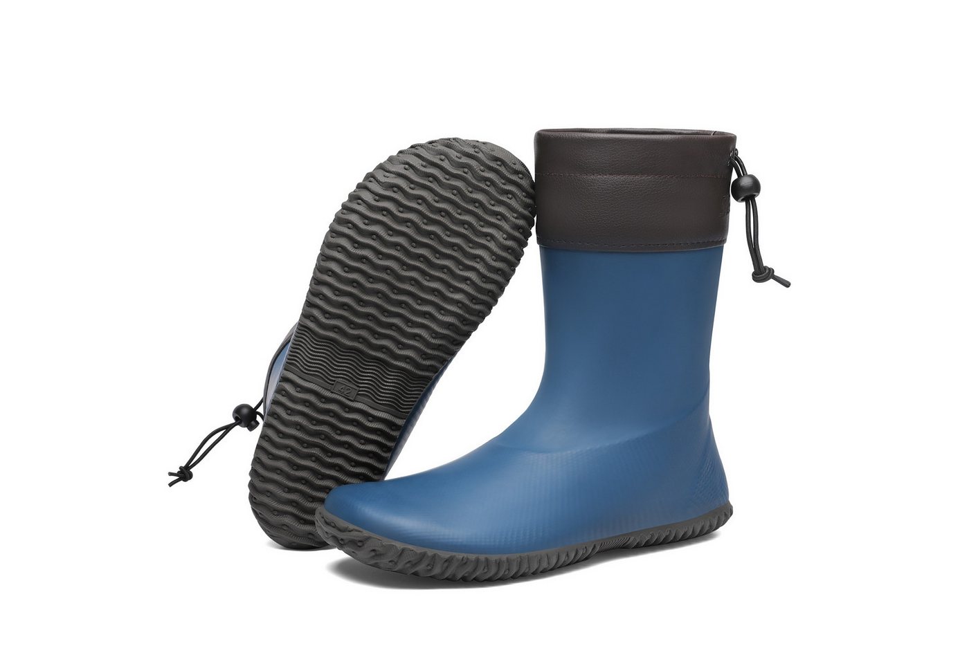 SAGUARO Barfußschuhe Barfuß - Gummistiefel (3mm Sohlenstärke, Nullabsatz, bequem, leicht, leicht-gefüttert, rutschfest) Minimalschuhe wasserdicht Regen-Schuhe Regen-Stiefel Schuhkragen vegan