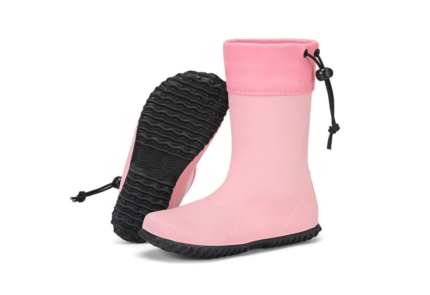 SAGUARO Barfußschuhe Barfuß - Gummistiefel (3mm Sohlenstärke, Nullabsatz, bequem, leicht, leicht-gefüttert, rutschfest) Minimalschuhe wasserdicht Regen-Schuhe Regen-Stiefel Schuhkragen vegan