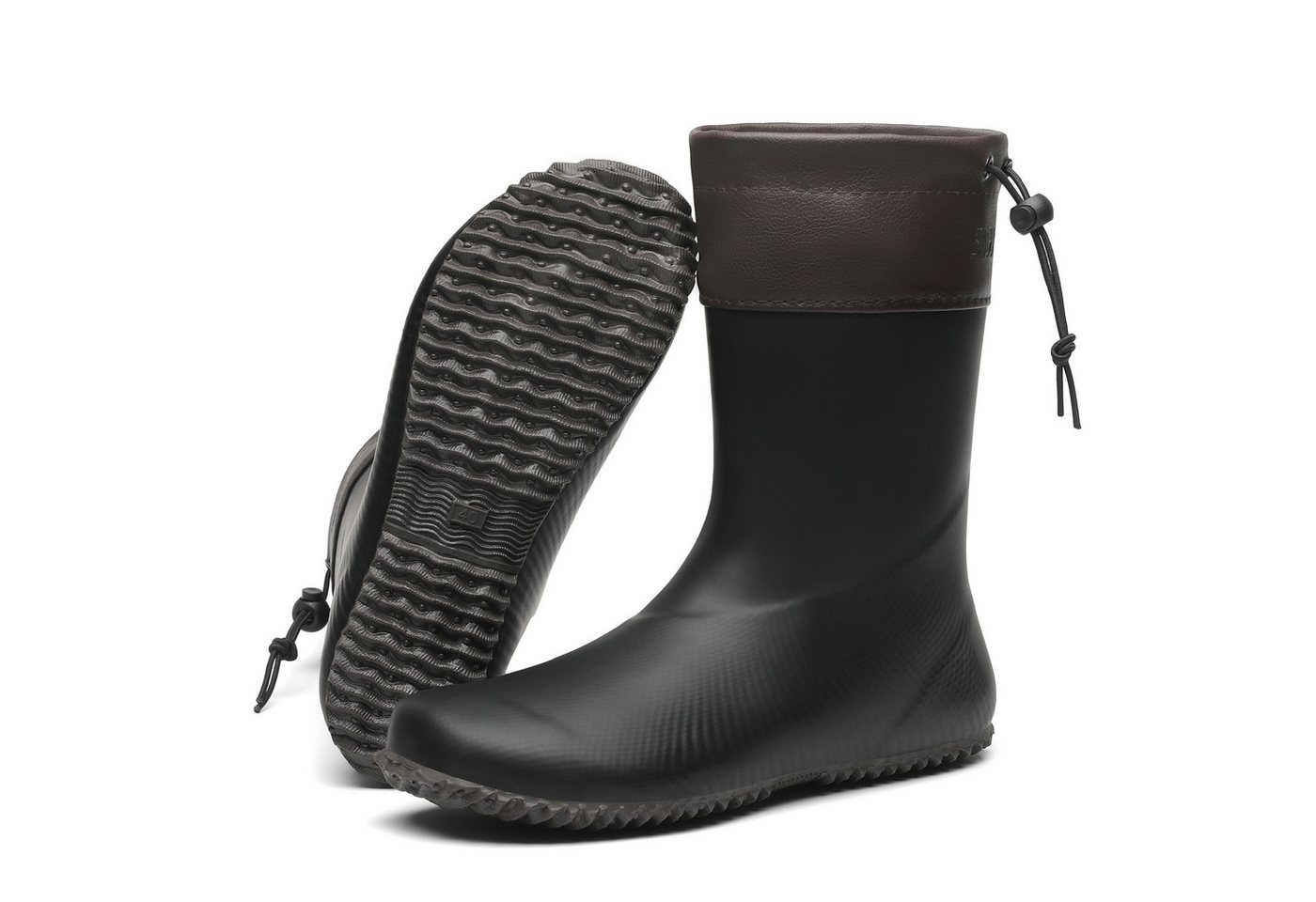 SAGUARO Barfußschuhe Barfuß - Gummistiefel (3mm Sohlenstärke, Nullabsatz, bequem, leicht, leicht-gefüttert, rutschfest) Minimalschuhe wasserdicht Regen-Schuhe Regen-Stiefel Schuhkragen vegan