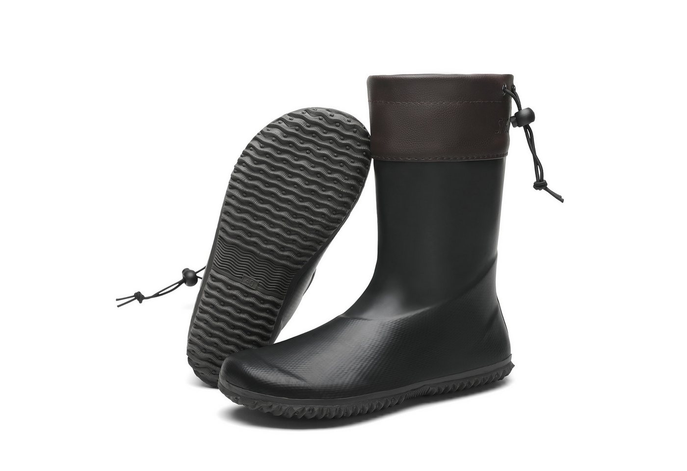 SAGUARO Barfußschuhe Barfuß - Gummistiefel (3mm Sohlenstärke, Nullabsatz, bequem, leicht, leicht-gefüttert, rutschfest) Minimalschuhe wasserdicht Regen-Schuhe Regen-Stiefel Schuhkragen vegan