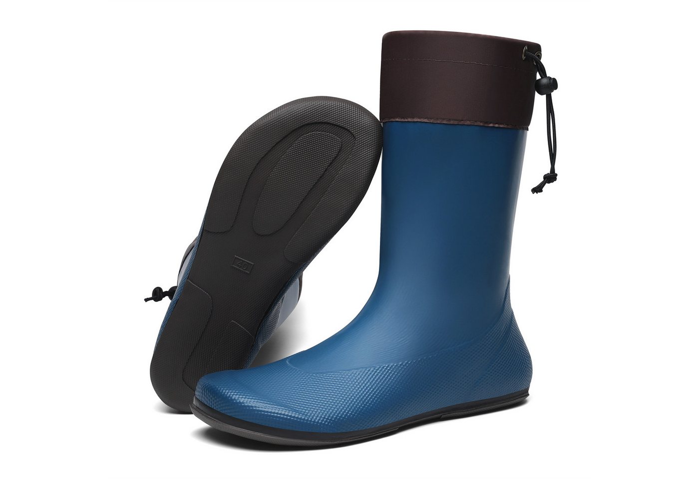SAGUARO Barfußschuhe (Festival) Barfuß - Gummistiefel (3mm Sohlenstärke, Nullabsatz, bequem, leicht, leicht-gefüttert, rutschfest) Winter-Stiefel wasserdicht Regenschuhe Regen-Stiefel Schuhkragen vegan (blau)