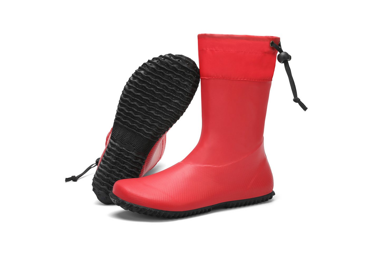 SAGUARO Barfußschuhe (Festival) Barfuß - Gummistiefel (3mm Sohlenstärke, Nullabsatz, bequem, leicht, leicht-gefüttert, rutschfest) Winter-Stiefel wasserdicht Regenschuhe Regen-Stiefel Schuhkragen vegan (rot)