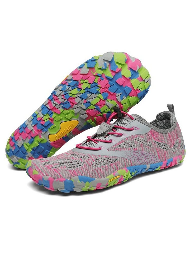 SAGUARO Smart II (flexible Sohle, breite Zehenbox) grau/pink Barfußschuh