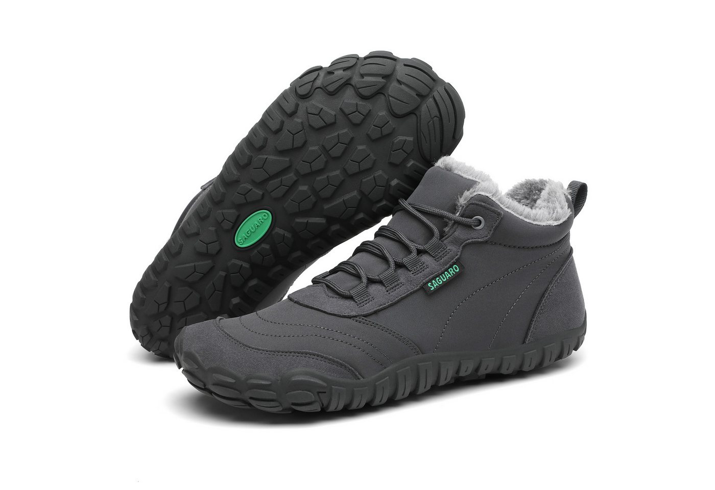 SAGUARO Winter Barfußschuh (warm & weich gefüttert, atmungsaktiv, wasserabweisend, rutschfest, bequem) Damen & Herren Winter-Stiefel Wander-Schuhe Sport Boots Fleece Fell