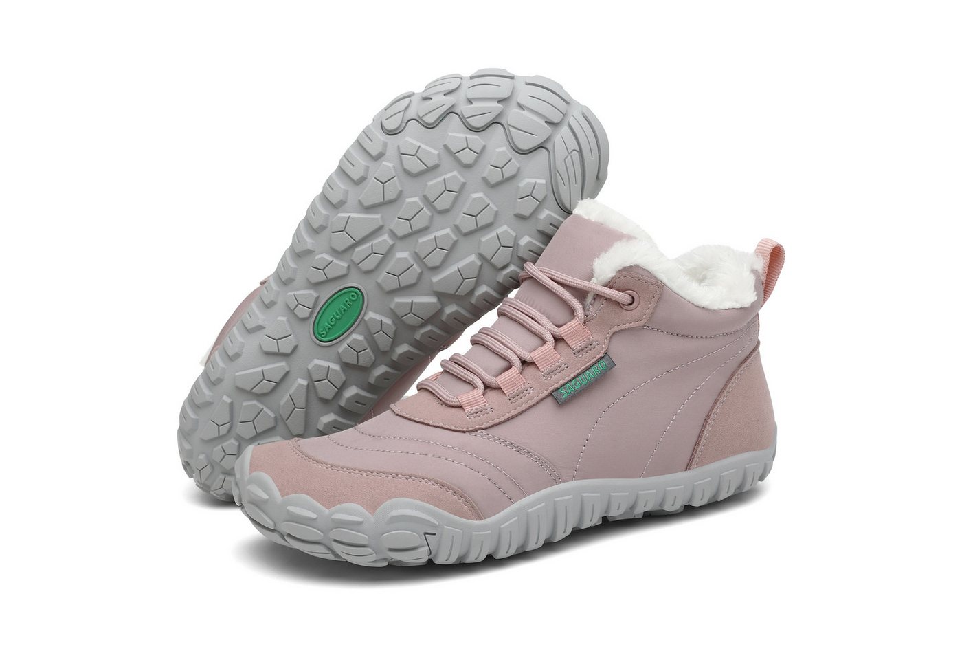 SAGUARO Winter Barfußschuh (warm & weich gefüttert, atmungsaktiv, wasserabweisend, rutschfest, bequem) Damen & Herren Winter-Stiefel Wander-Schuhe Sport Boots Fleece Fell