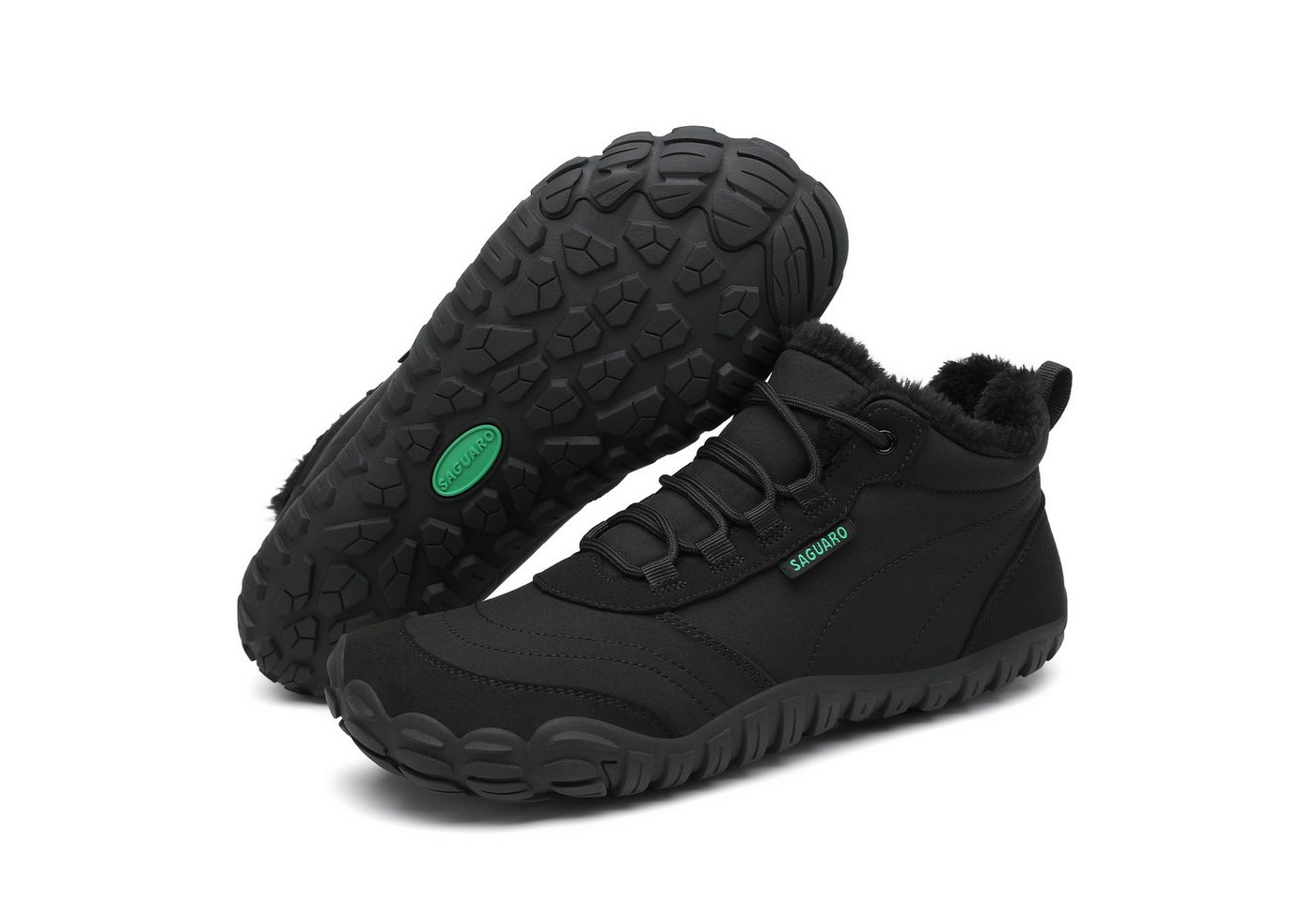 SAGUARO Winter Barfußschuh (warm & weich gefüttert, atmungsaktiv, wasserabweisend, rutschfest, bequem) Damen & Herren Winter-Stiefel Wander-Schuhe Sport Boots Fleece Fell