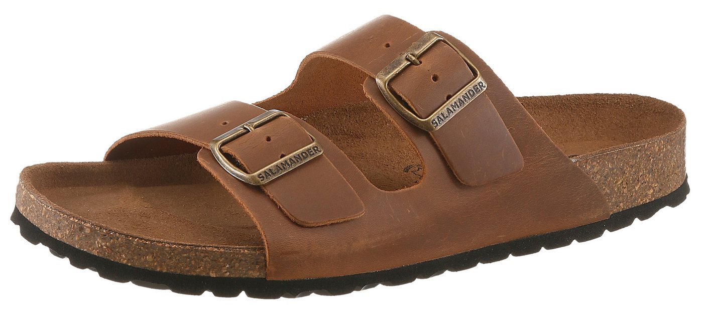 Salamander Pantolette Sommerschuh, Hausschuh mit Schnallenverschlüsse und Fußbett (braun)