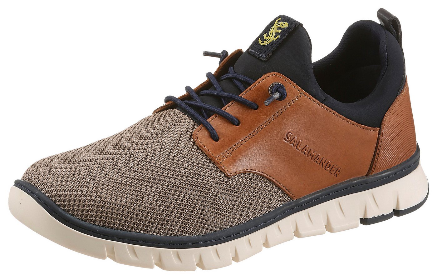 Salamander Slip-On Sneaker Schlupfschuh, Slipper, Freizeitsneaker mit Mesh-Einsatz (beige/braun)