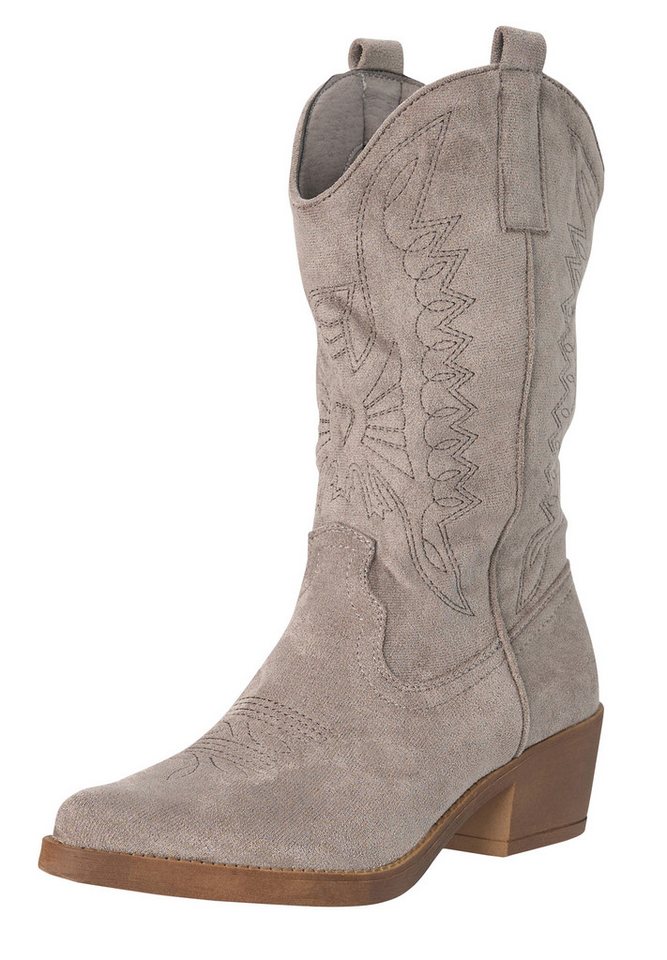 Salinyang Cowboy Boots Damen mit Stickerei & Blockabsatz Western Stiefel Cowboystiefel (grau)