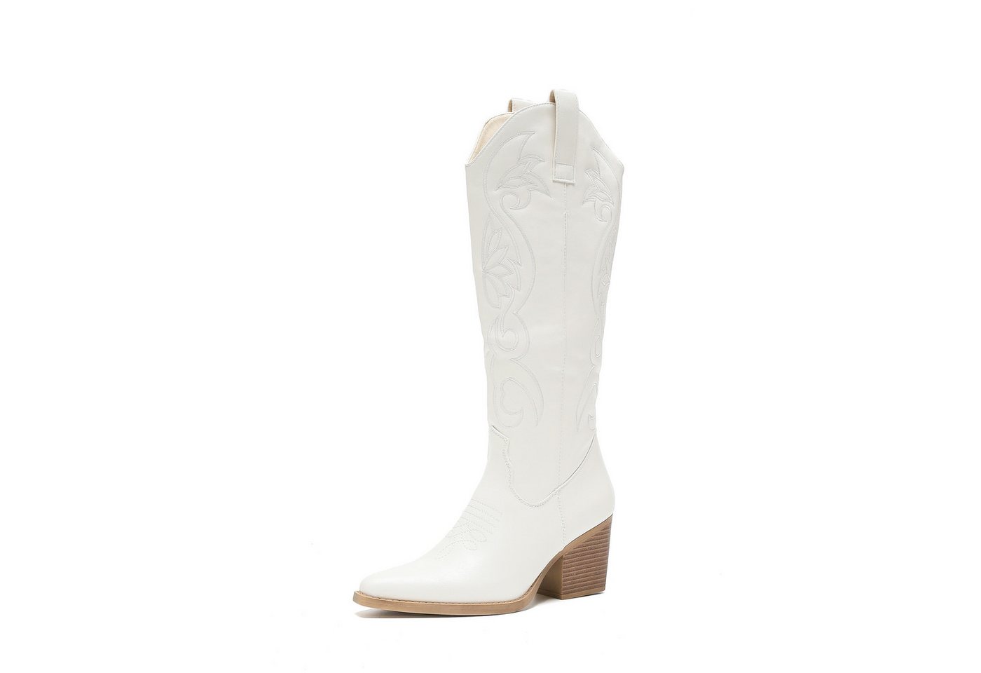 Salinyang Damen Cowboy Stiefel Western Style mit Stickerei & Reißverschluss Cowboystiefel