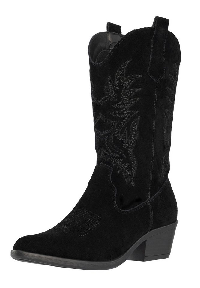 Salinyang Damen Cowboy Boots in Wildlederoptik mit Stickerei Western Stiefel