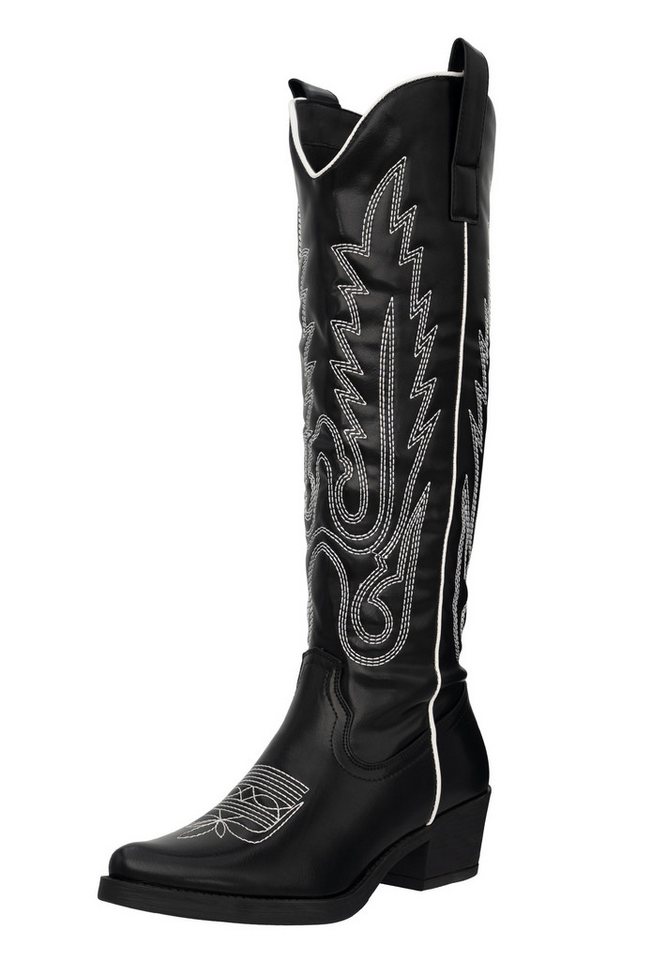 Salinyang Damen Cowboy Boots mit Stickerei – Western Boots im Cowboystil Stiefel