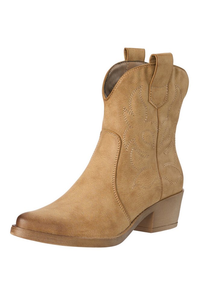Salinyang Damen Cowboy Boots Western Stiefeletten Elegant mit Stickerei Stiefelette