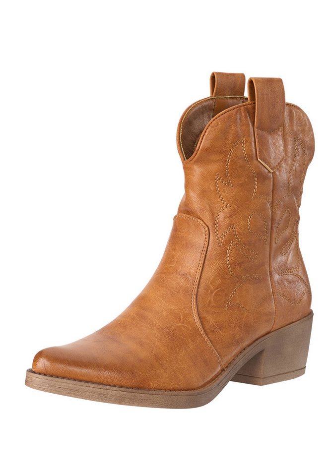Salinyang Damen Cowboy Boots Western Stiefeletten Elegant mit Stickerei Stiefelette (braun)
