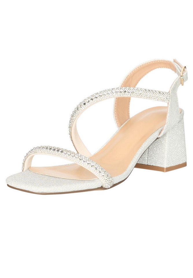 Salinyang Damen Sandaletten mit Strassriemen und Blockabsatz – Elegant Sandalette